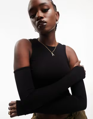 ASOS DESIGN cold shoulder crop top in black | ASOS (Global)