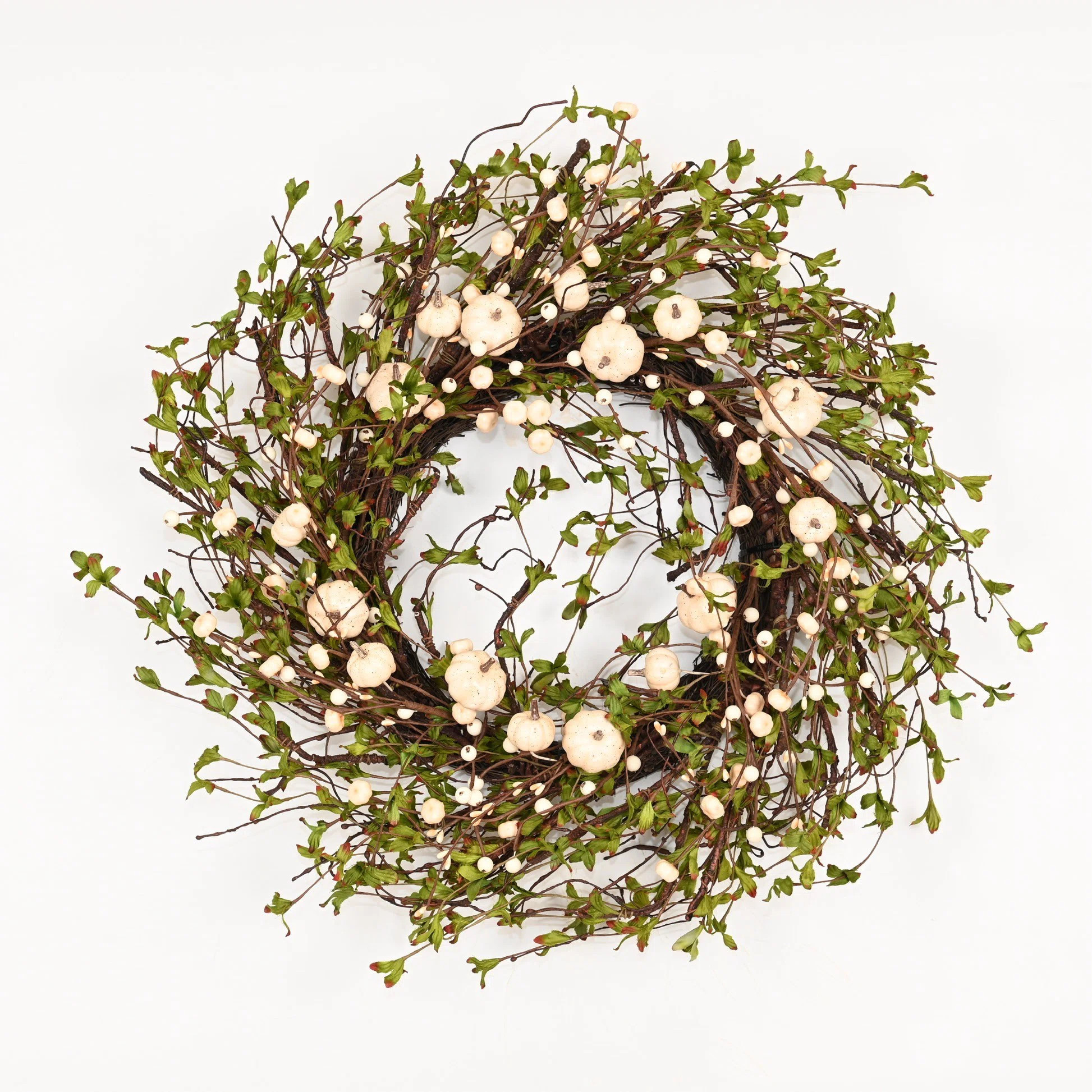 24" Artificial Farmhouse Twig Thanksgiving Day Harvest Greenery Leaves Pumpkin Berry Fall Autumn ... | Wayfair North America