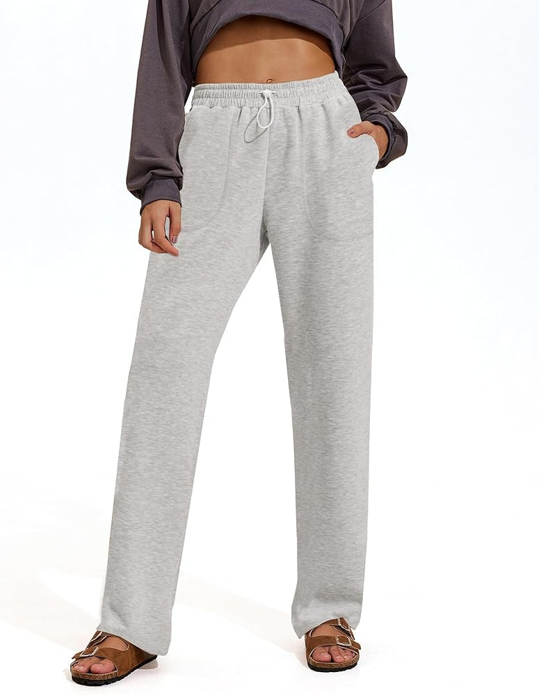 PINSPARK Womens Straight Leg Sweatpants Casual Athletic Workout Pants Stretch Soft Lounge Pants w... | Amazon (US)