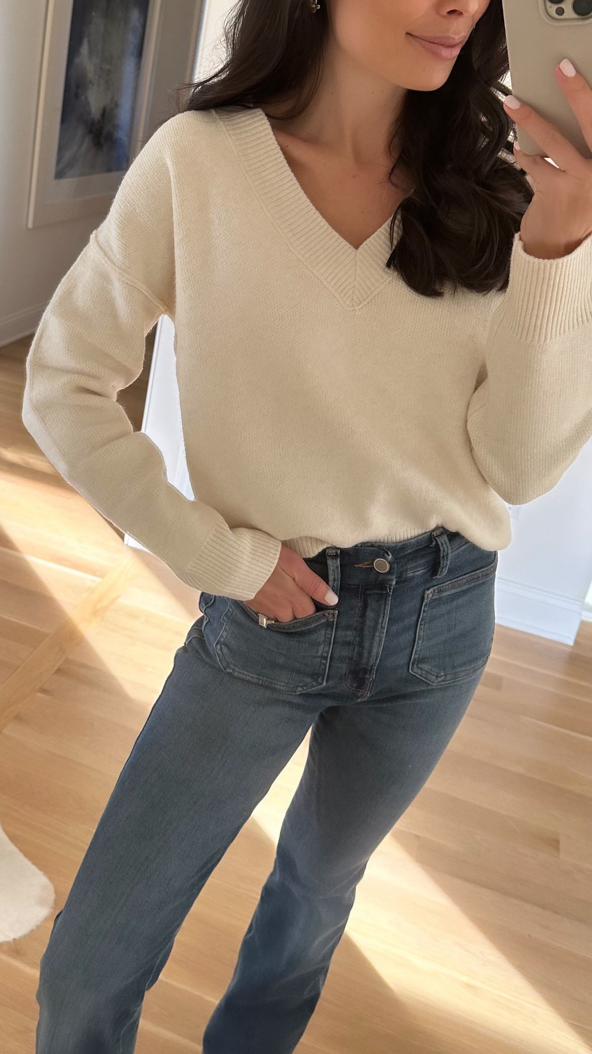 Best simple v neck sweater. Runs true to size. And love these jeans!!!

#LTKHoliday #LTKSeasonal #LTKCyberWeek