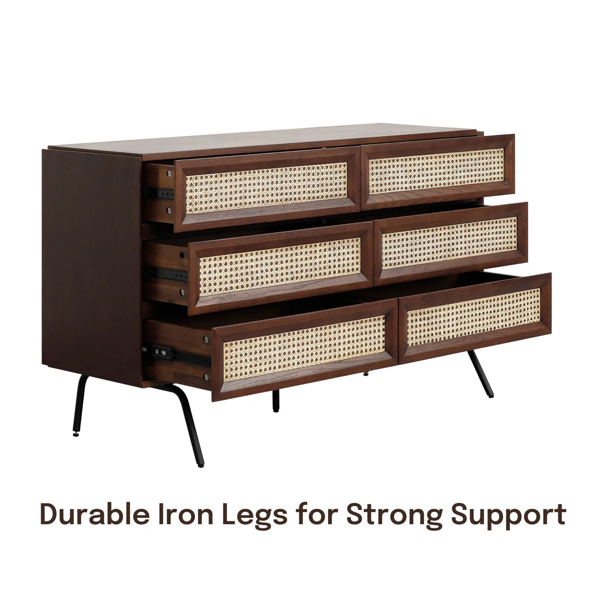 NTC Lulu Dresser Storage Cabinet with Natural Rattan, Modern Vertical Chest of Drawers, Stylish B... | Wayfair North America