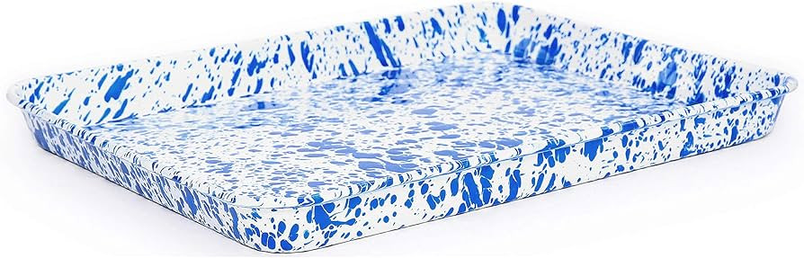 Enamelware Jelly Roll Pan, 16.25 x 12.5 inches, Blue/White Splatter | Amazon (US)
