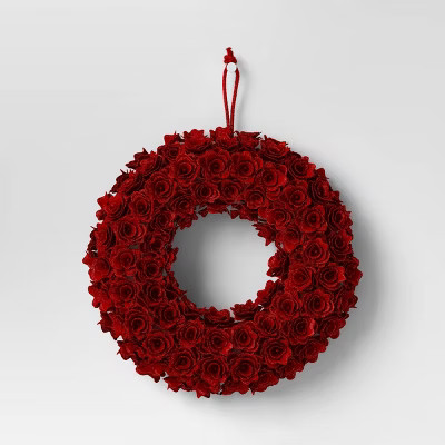 Christmas Curled Wood Wreath Red - Threshold™ | Target