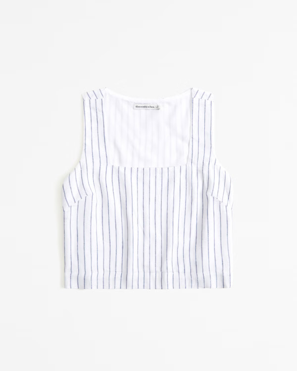Linen-Blend Squareneck Set Top | Abercrombie & Fitch (US)