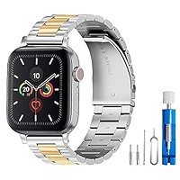 U191U Band Compatible with Apple Watch Stainless Steel Wristband Metal Buckle Clasp iWatch 38mm 4... | Amazon (US)
