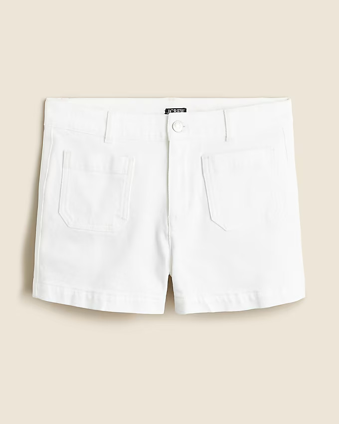 Patch-pocket denim short in white | J. Crew US