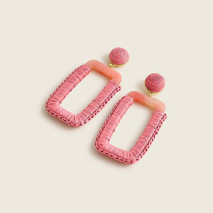 Rectangle cotton raffia-wrapped earrings | J. Crew US