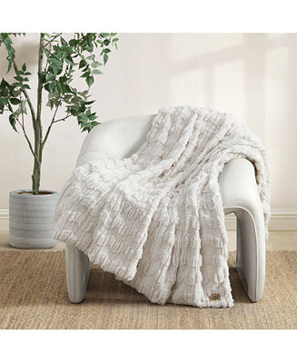 Denai Carved Faux-Fur Throw, 50" x 70" | Macy's