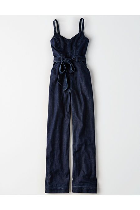 AE Tie Front Denim Jumpsuit | American Eagle Outfitters (US & CA)