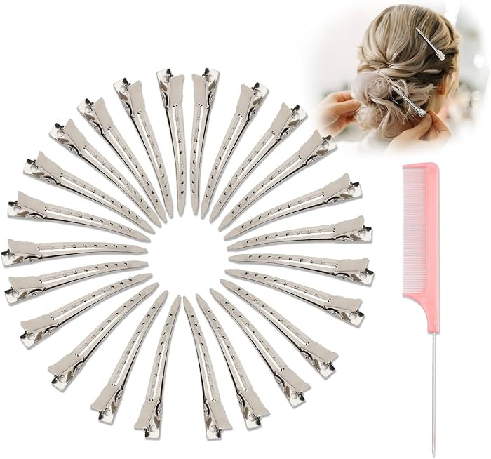 Hair Clips for Rollers,Pin Curl Clip,Metal Duck Billed Hair Clips for Women Styling,24pcs(3.5Inch... | Amazon (US)