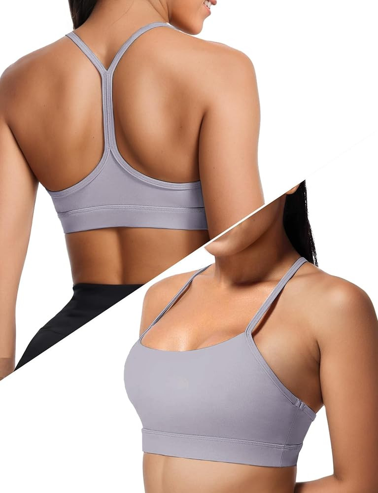 Buauty Y Back Sports Bra for Women, Low Impact Padded Racerback Spaghetti Strap Bras, Womens Work... | Amazon (US)