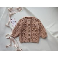 Baby Cardigan Hand-Knitted Cotton Sweater | Etsy (US)