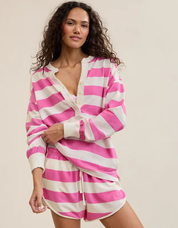Aerie Poolside Terry Henley Sweatshirt | American Eagle Outfitters (US & CA)