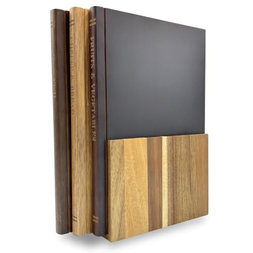 Book Shaped Cutting Board Set of 3 With Stand, Solid Acacia Cutting Boards, Cutting Boards That Look Like Books, For Home Kitchen Countertop Decoration, Unique Board Gift Set | Amazon (US)