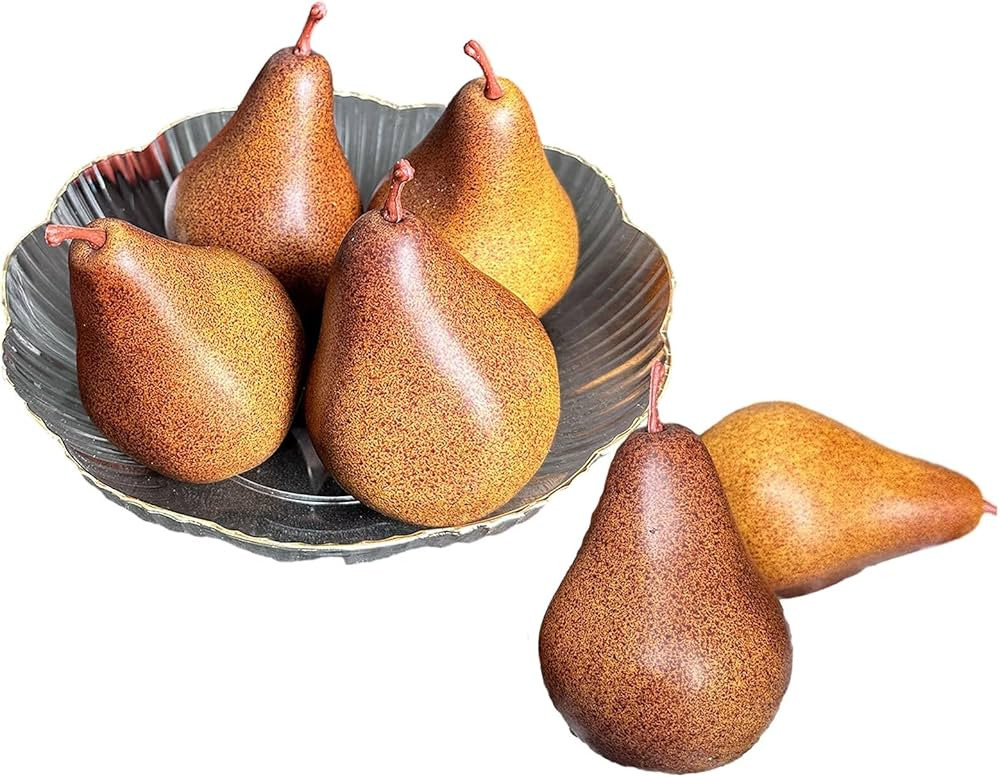 6Pcs Artificial Fruits - Brown Pears, Lifelike Simulation Fruits for Home, Kitchen, Party & Photo... | Amazon (US)