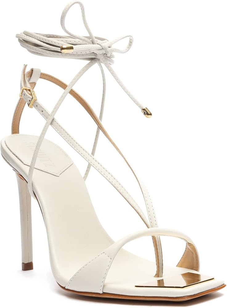 SCHUTZ Women's Vikki T-Strap Lace Up Heeled Sandal | Amazon (US)