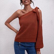 One Shoulder Knot Sweater | SHEIN