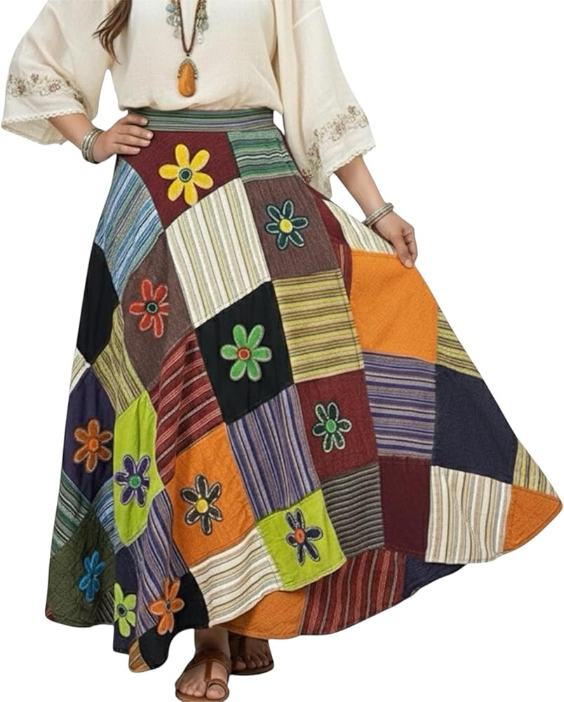 Agan Traders Boho Maxi Wrap Skirt for Women Tie Dye Patchwork High Waist Flowy Summer Beach Festi... | Amazon (US)