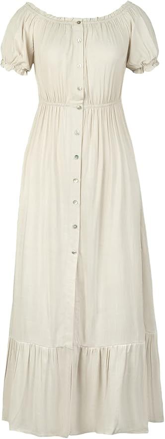 CUPSHE Women Off Shoulder Elastic Waist Tea Dress with Short Bubble Sleeves | Amazon (US)