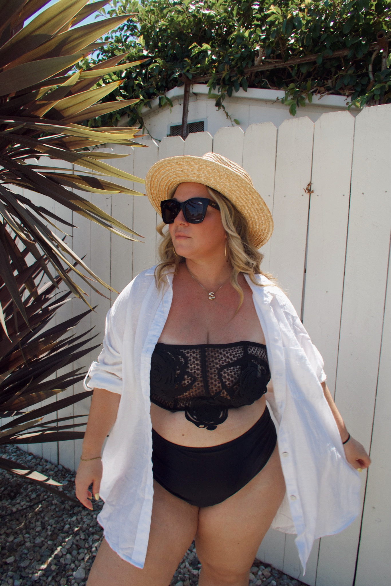 Summer swimsuit 
Anthropologie swimsuit top size large- has boning and adjustable ties in the back- use code ANTHRO20 for discount on full priced clothing items! 
(Bottoms are from an old Amazon swimsuit) 
White linen swim coverup size medium (size down runs very oversized!) 

Summer outfit, swimsuit, coverup, travel style, resort wear, midsize style, Aerie, midsize mom, pool outfit, beach outfit, vacation outfit 

#LTKSummerSales #LTKSwim #LTKMidsize