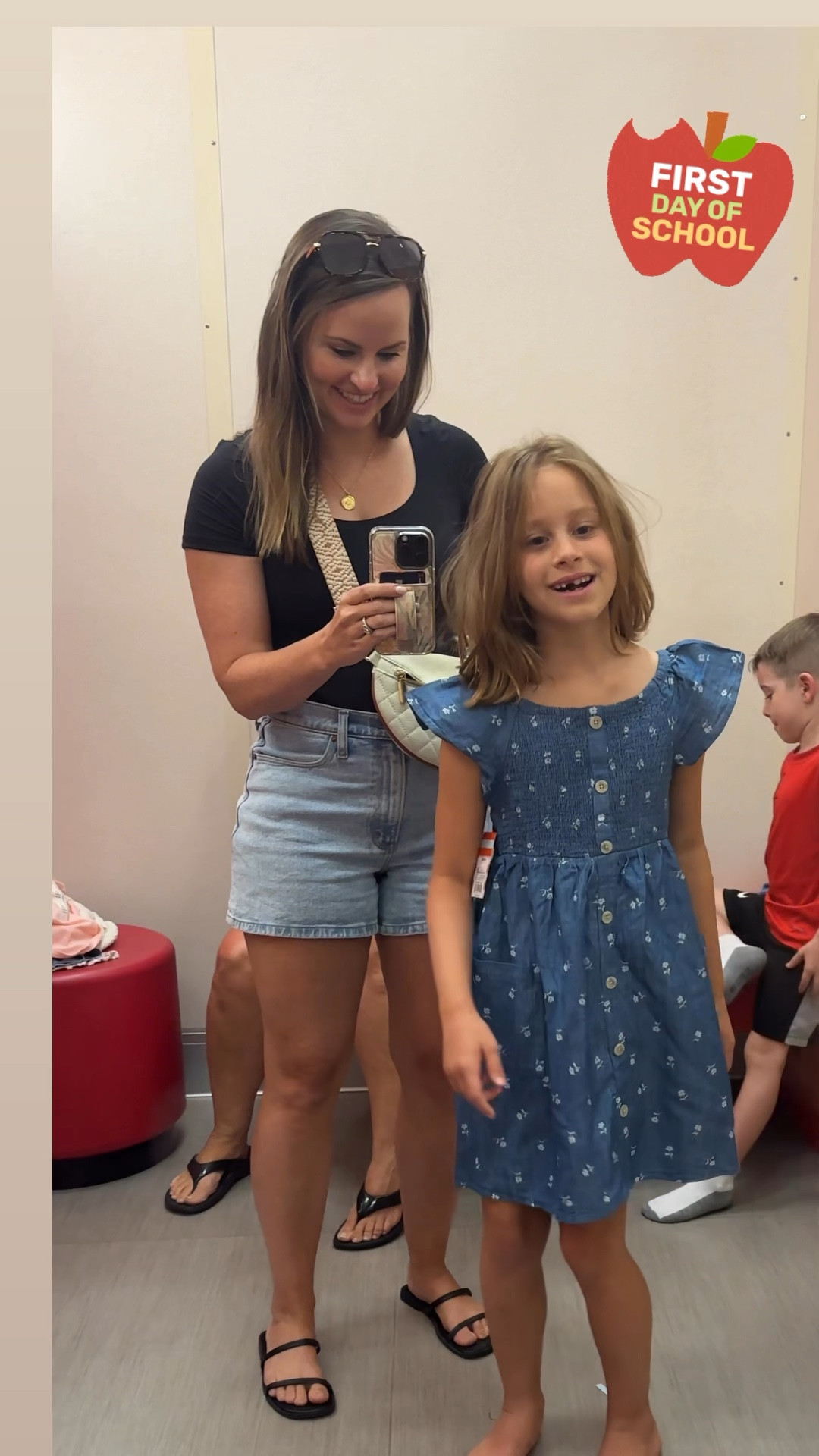 Found the cutest little girls chambray dress at target while back to school shopping! This will be her outfit for the first day of school. It even has a matching dress available for a little sister. 🥹 You bet we snagged it for Dottie!! 

Linked jdubs nike athletic set & my casual outfit as well. 

#LTKKids #LTKBacktoSchool #LTKFamily