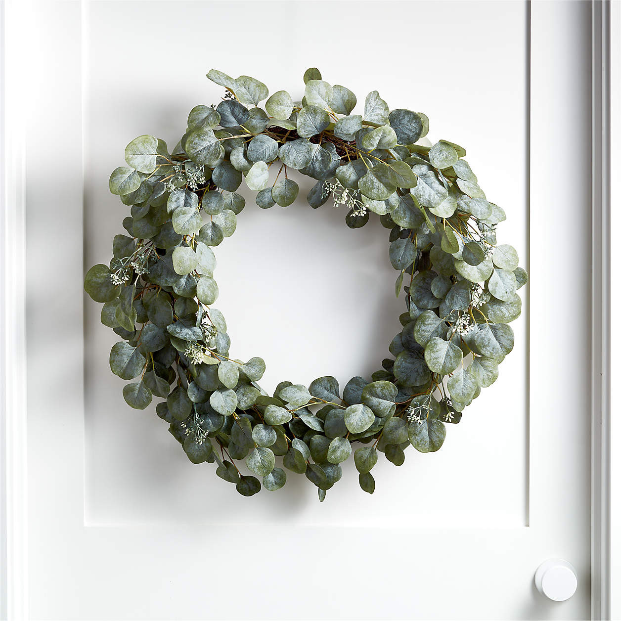 Faux Silver Dollar Eucalyptus Wreath 28" + Reviews | Crate & Barrel | Crate & Barrel