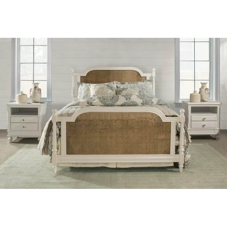 Hillsdale Furniture Melanie White Wood and Cane Queen Bed | Walmart (US)