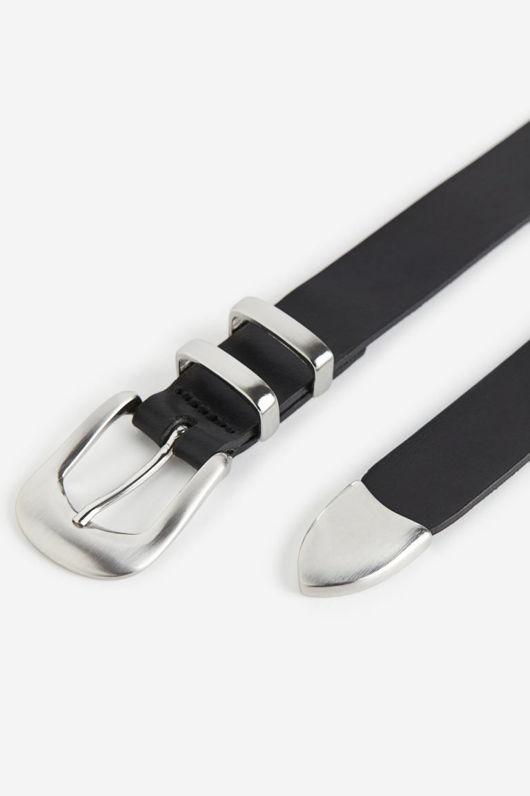 Leather belt - Black - Men | H&M GB | H&M (UK, MY, IN, SG, PH, TW, HK)