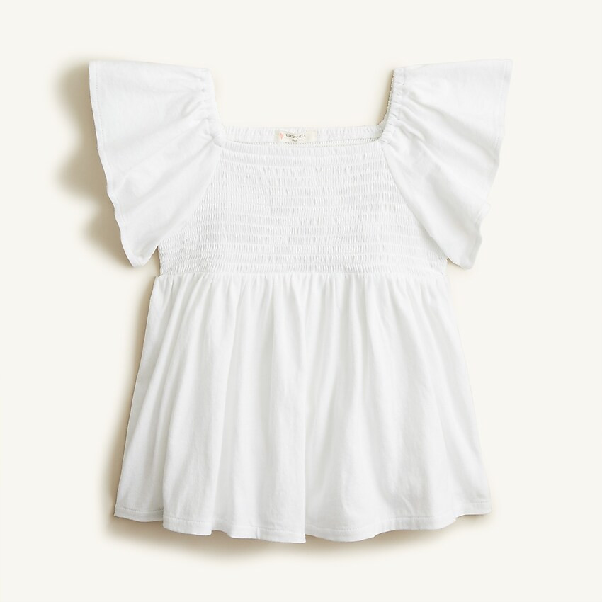 Girls' smocked flutter-sleeve T-shirt | J. Crew US