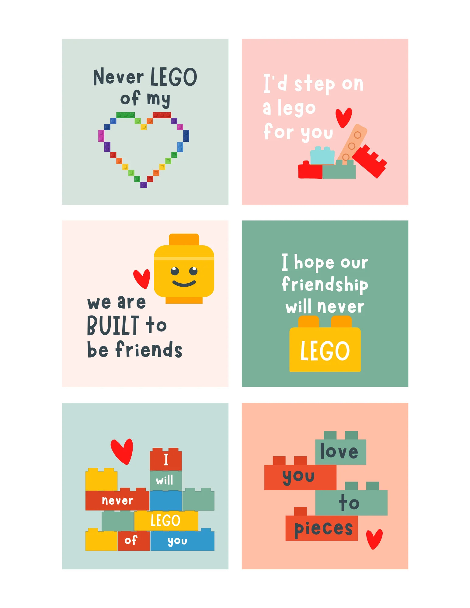 Lego/Building Valentines | Printable Valentines | The Letter Vee