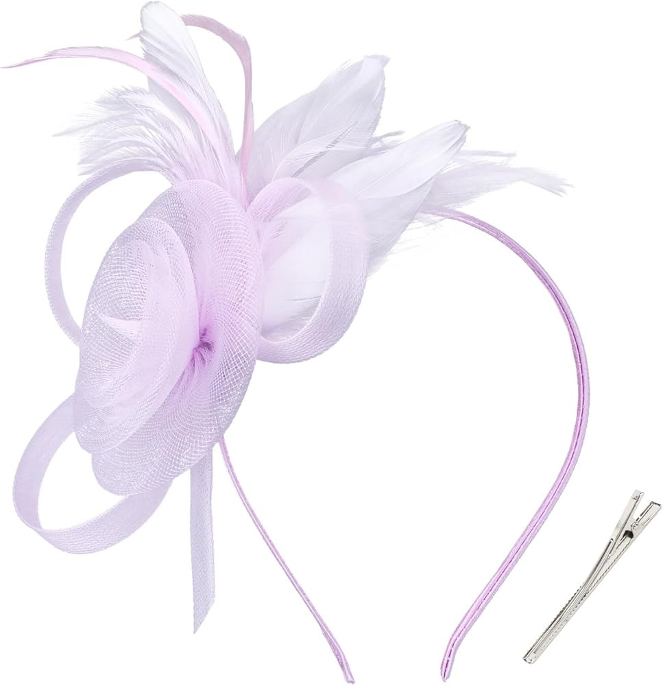 AMCAMI Fascinators Hats with Feather for Women 2026 Derby Hats Small Tea Party Hat with Headband | Amazon (US)