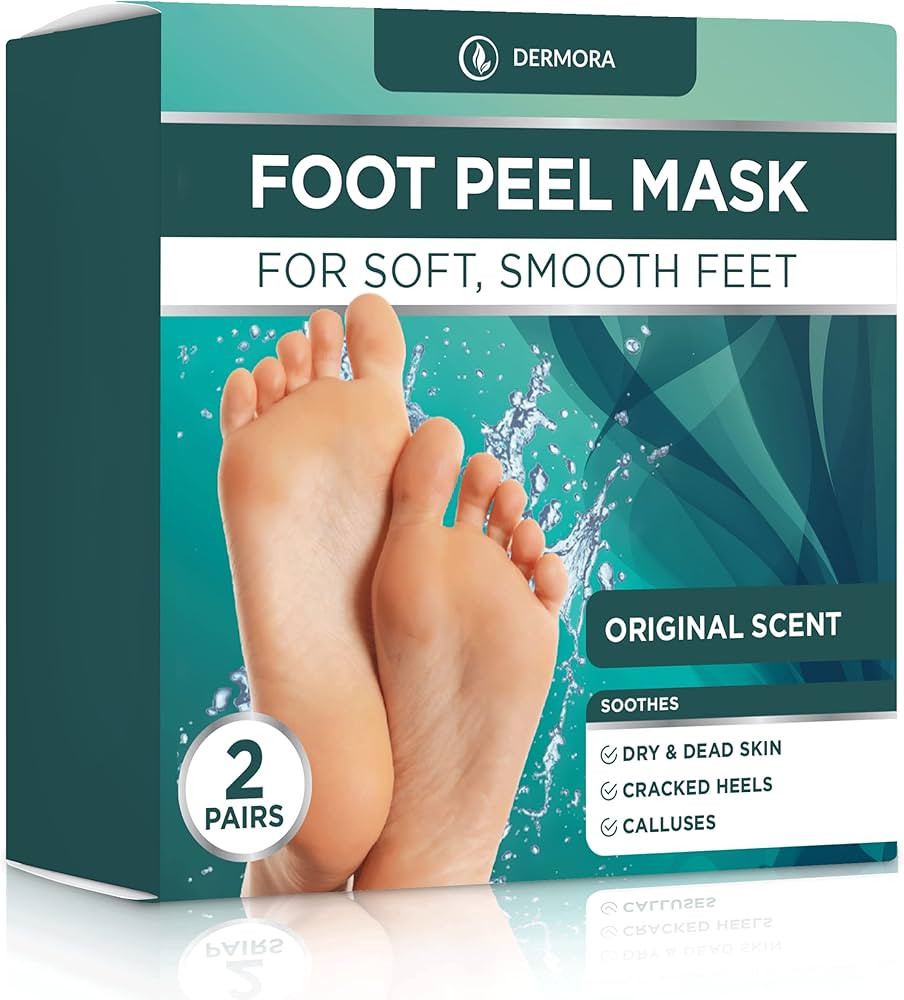 DERMORA Foot Peel Mask - Exfoliating Foot Peeling Mask for Dry, Cracked Feet, At-Home Spa Care, C... | Amazon (US)
