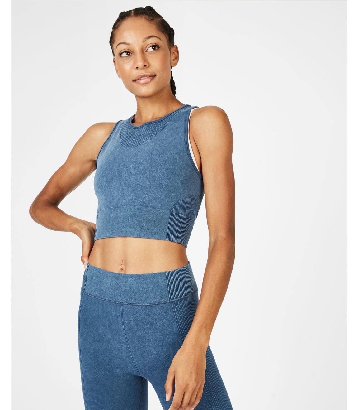 Indigo Seamless Cropped Workout Tank | Sweaty Betty (US)