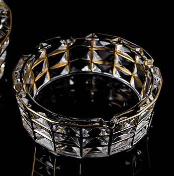MAGCOLOR Hand Painted Gold Round Diamond-shaped Large Crystal Glass Bowl for Home Office D\u00e9c... | Amazon (US)