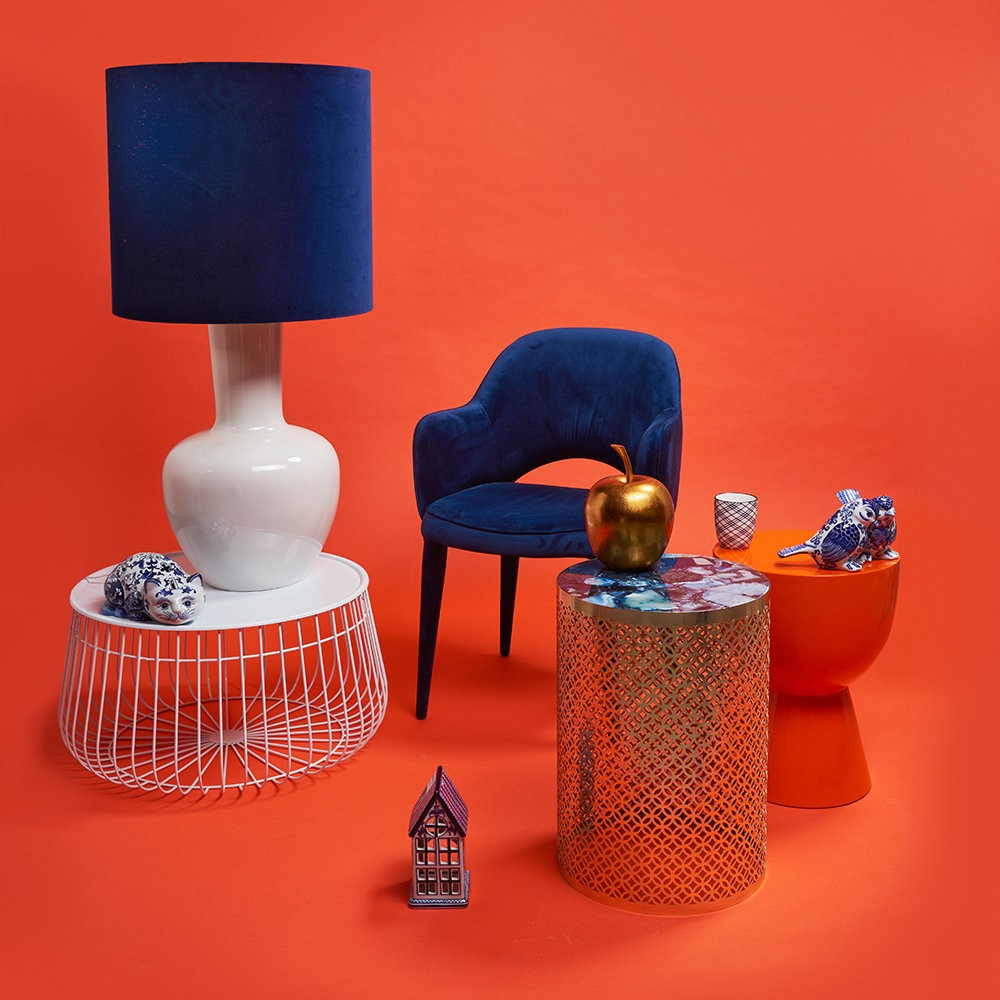 Semi Precious Stone Side Table - Blue/Gold | Amara (UK)