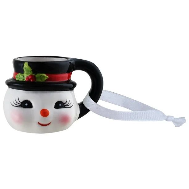 Mr. Christmas 1.5" Miniature Snowman Mug Hanging Ornament, White - Walmart.com | Walmart (US)
