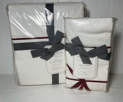 Pottery Barn Monique Lhuillier Nell Embroidered Bow Duvet & King Shams | eBay US
