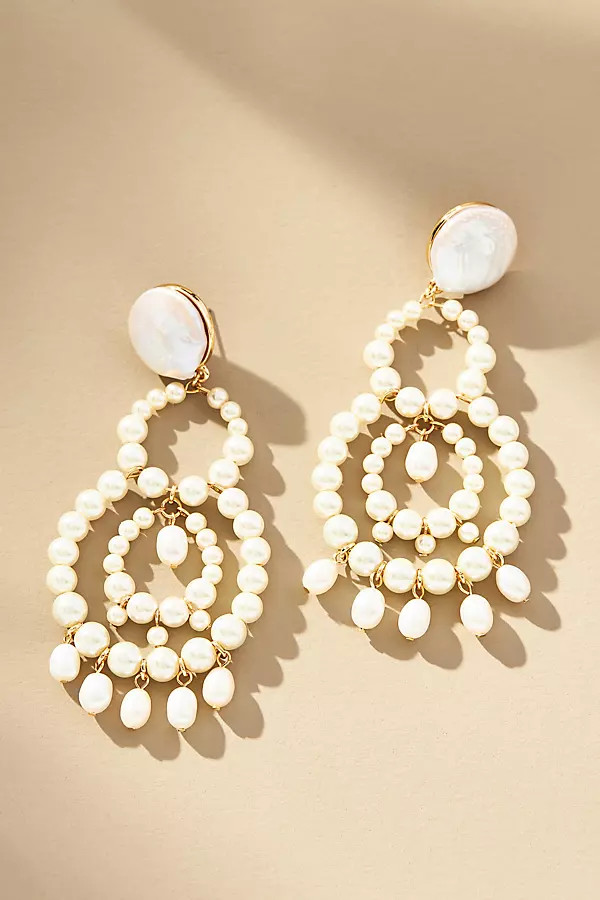 XXL Pearl Chandelier Drop Earrings | Anthropologie (US)