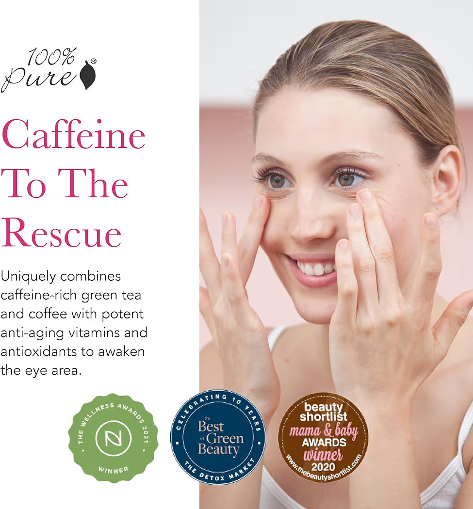 100% PURE Coffee Bean Caffeine Eye Cream Refresh & Hydrate Under Eye Treatment Reduce Puffiness, ... | Amazon (US)