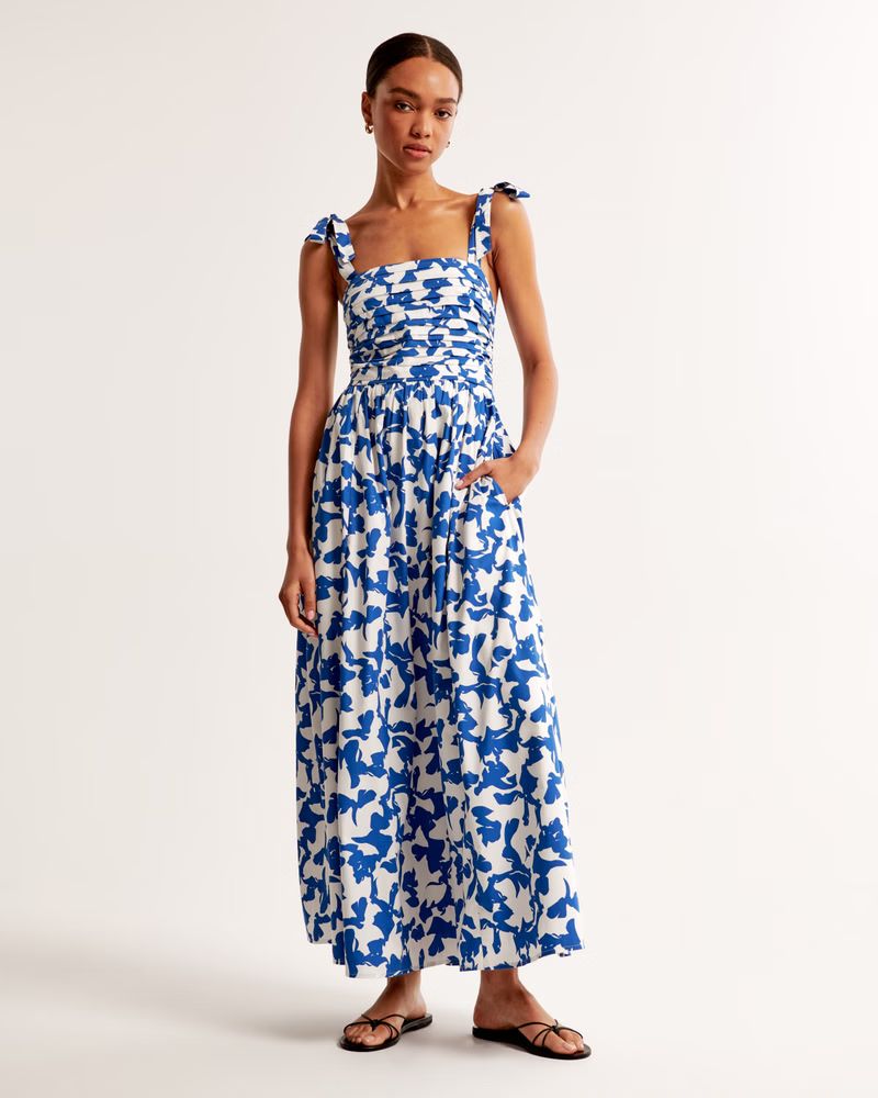 The A&F Emerson Tie-Strap Maxi Dress | Abercrombie & Fitch (US)