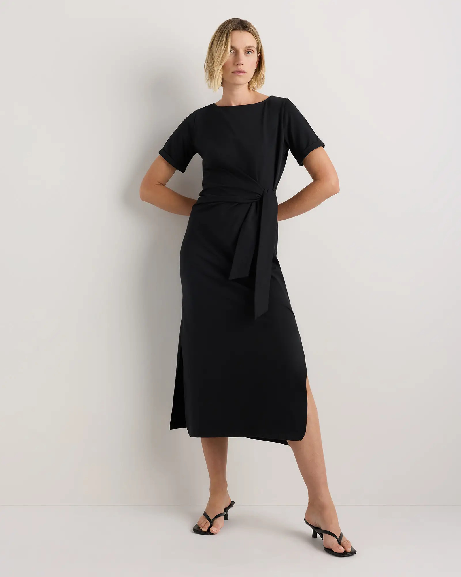 Stretch Cotton Jersey Side Tie Midi Dress | Quince
