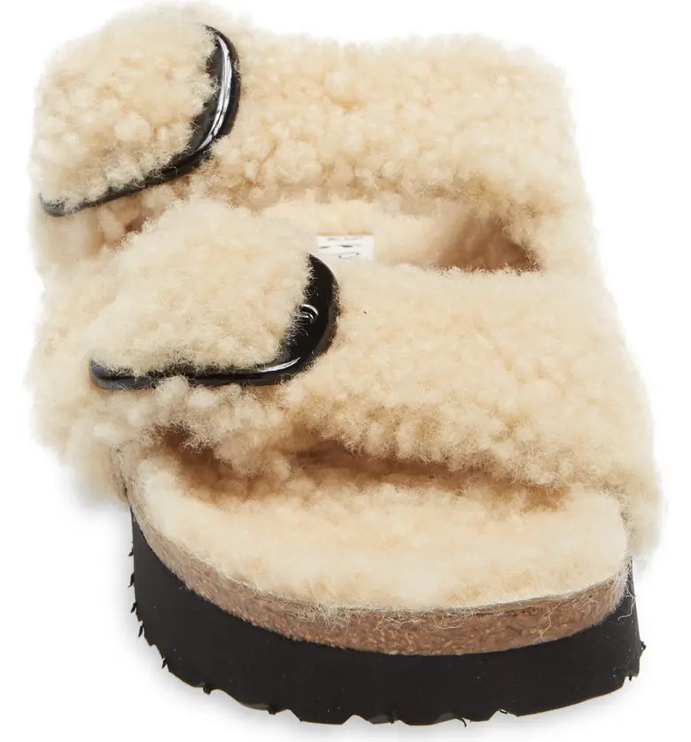Birkenstock Papillio by Birkenstock Arizona Big Buckle Genuine Shearling Slide Sandal | Nordstrom | Nordstrom
