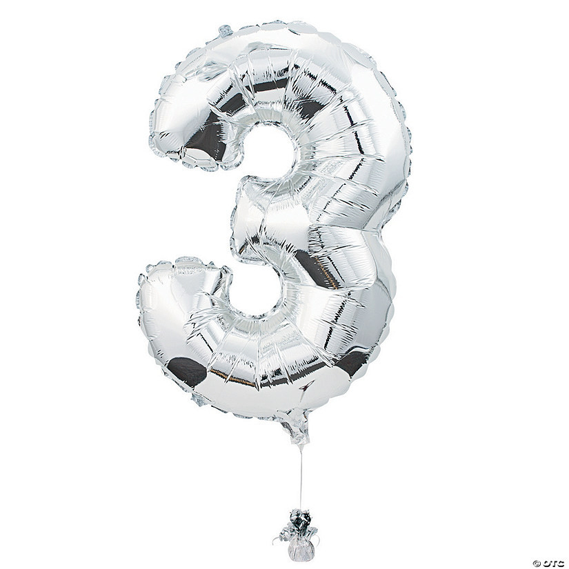 "3" Shaped Number 34" Mylar Balloon | Oriental Trading Company