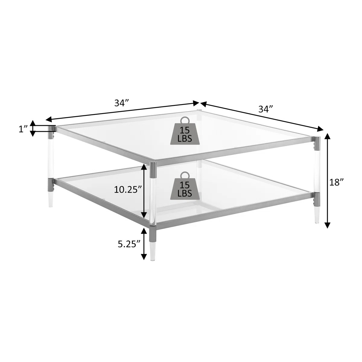Carlene 2 Tier Acrylic Glass Square Coffee Table | Wayfair North America