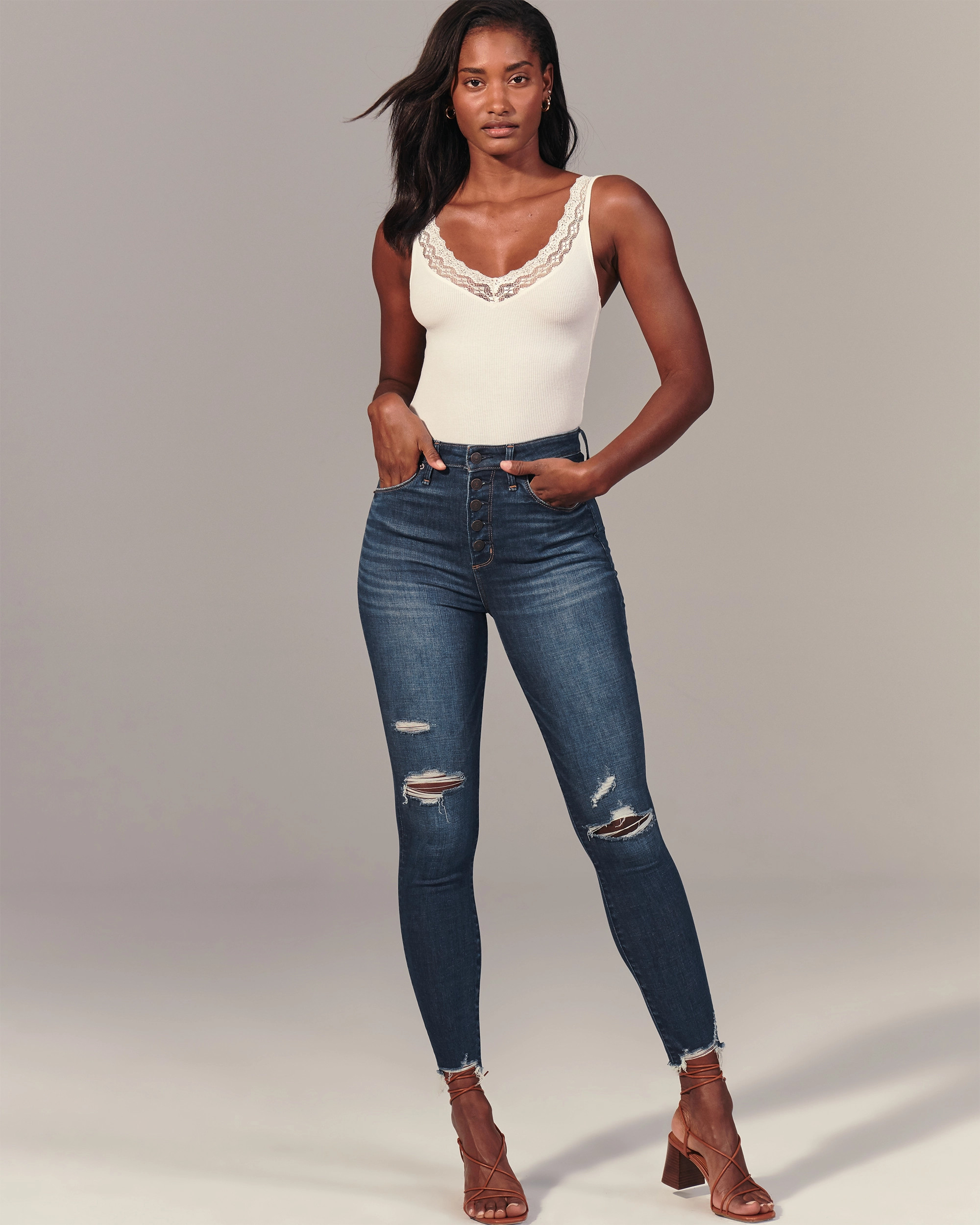 Curve Love High Rise Super Skinny Ankle Jeans | Abercrombie & Fitch (US)