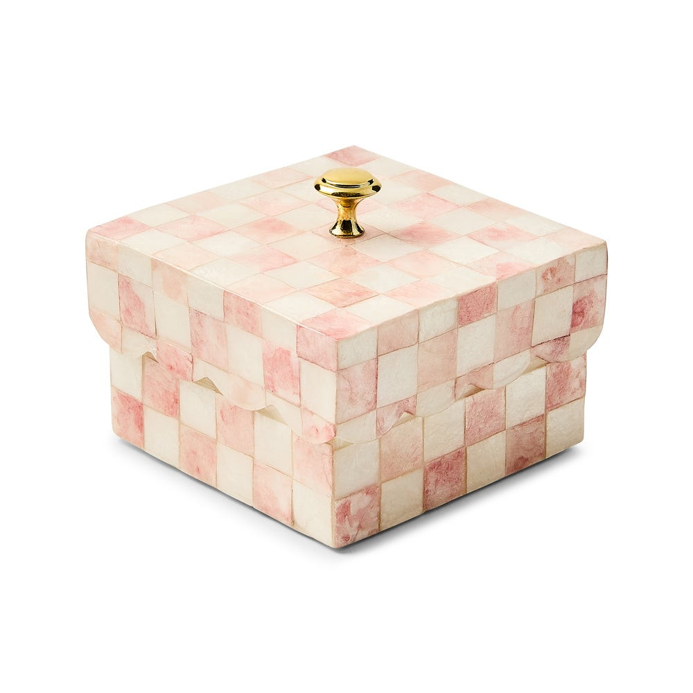 Rosy Check Capiz Scalloped Box | MacKenzie-Childs
