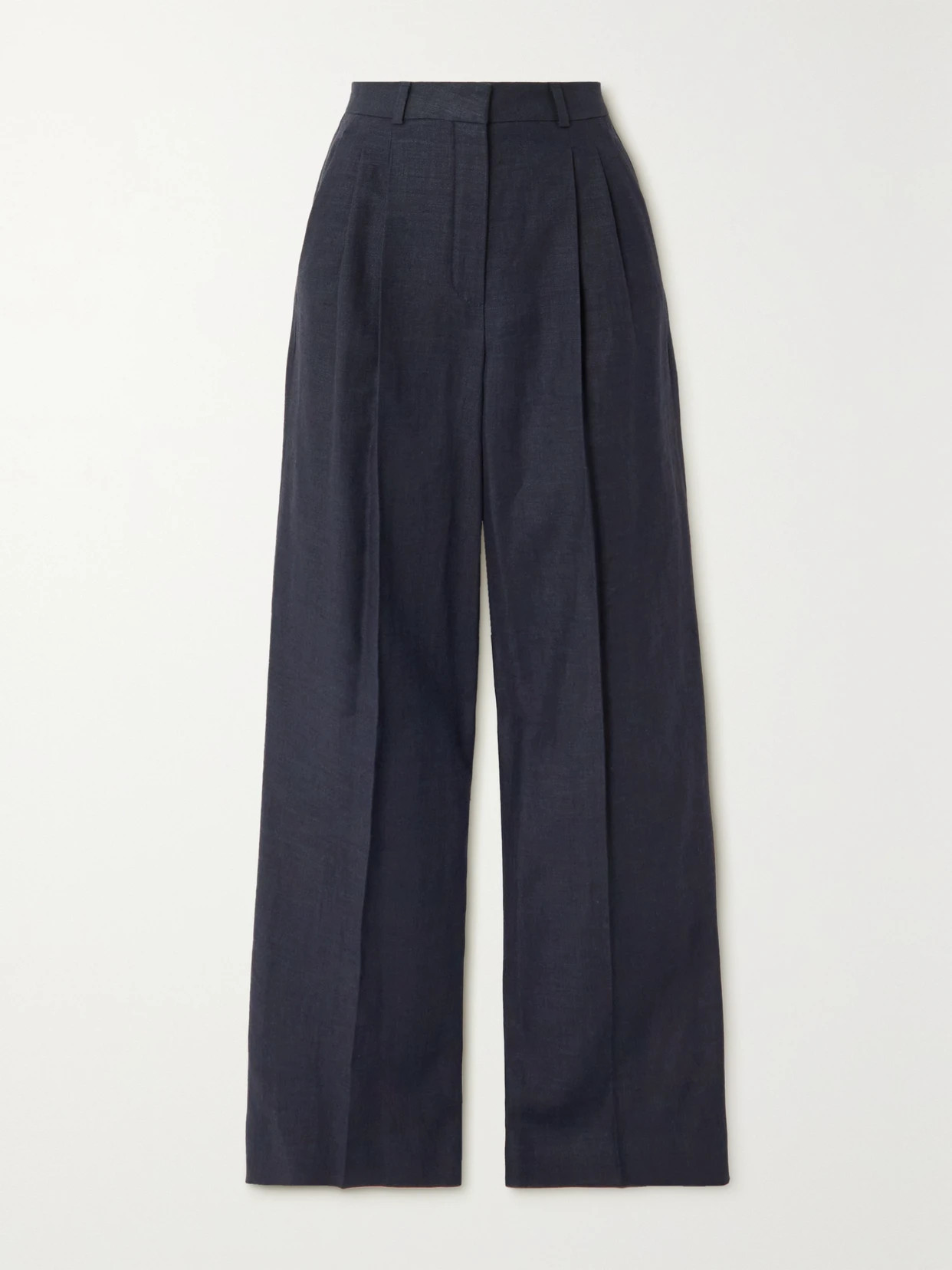 Loro Piana - Nyack Pleated Linen And Wool-blend Wide-leg Pants - Navy | NET-A-PORTER (UK & EU)