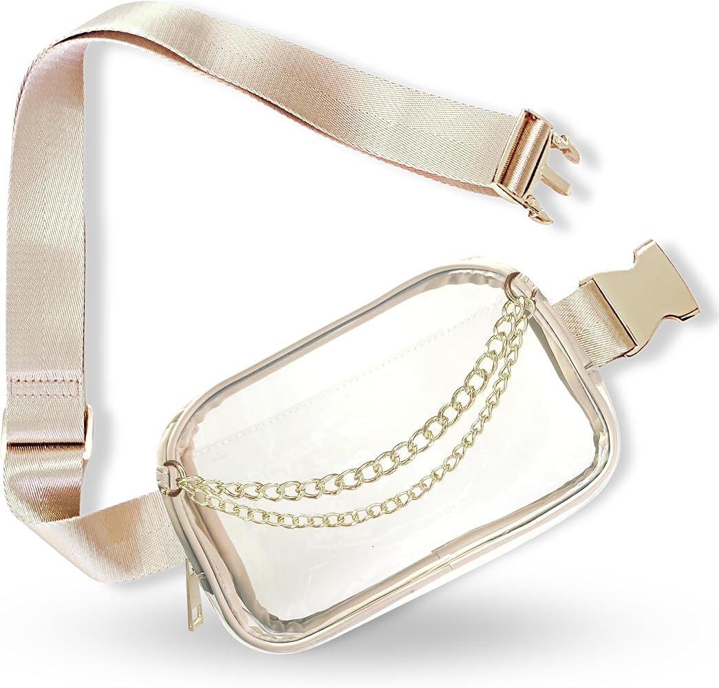 Clear Belt Bag | Cute Clear Purse for Women Stadium Approved Below 12x6x12 | Small See Through Tr... | Amazon (US)