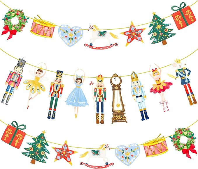 2Pcs Ballet Nutcracker Banners - Christmas Party Decorations - Watercolor Soldier Ballerina Cutou... | Amazon (US)