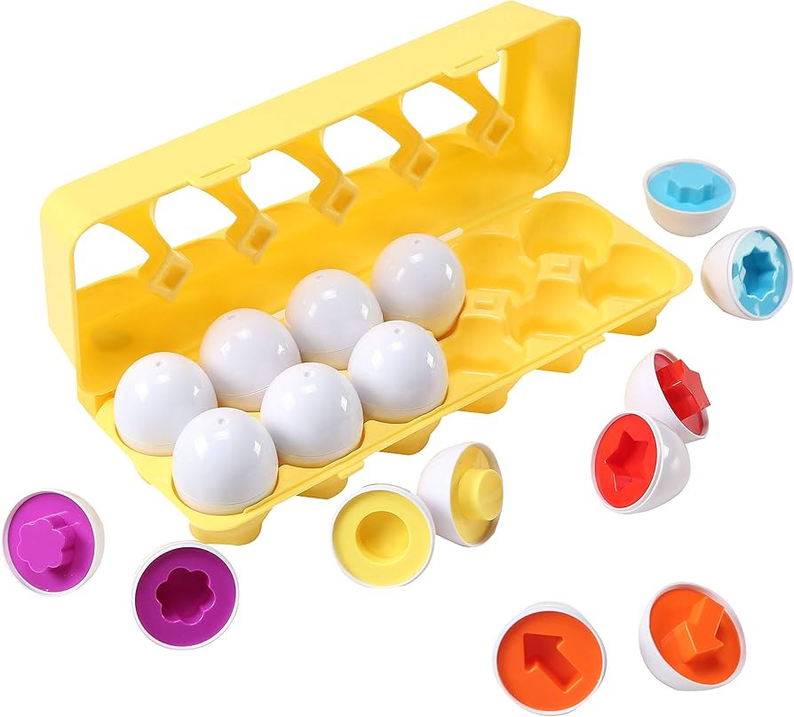 Dimple Fun Egg Matching Toy (Total 12 Eggs) - Toddler STEM Easter Eggs Toys, Shape Recognition To... | Amazon (US)